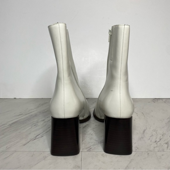 Jeffrey Campbell White Leather Square Toe Heeled Bootie 10 - Picture 3 of 15